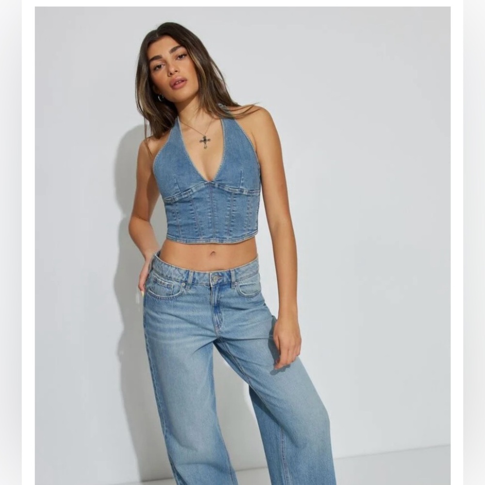 Garage Blue Denim Halter Top (NWOT)